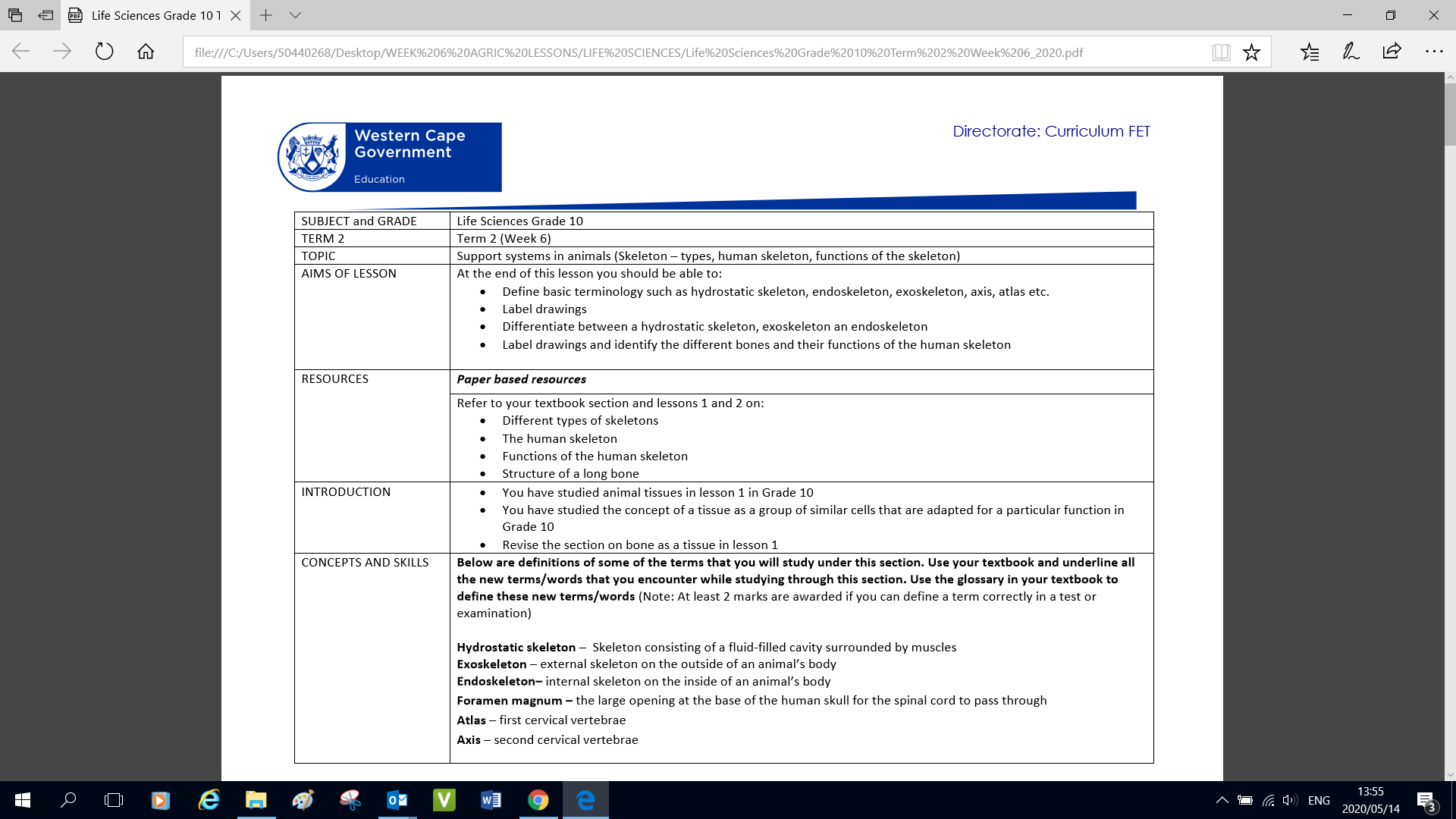 Gr 10 T2 W6 Life Sciences WCED EPortal